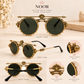 Noor Antique Gold Ethnic Round Statement Sunglasses