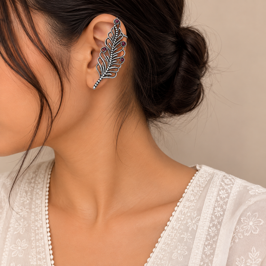 "Rumi"Silver Look Alike Oxidized Earcuff