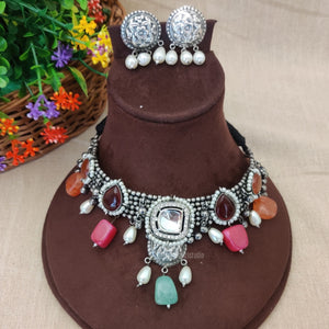 oxidized silver-look choker