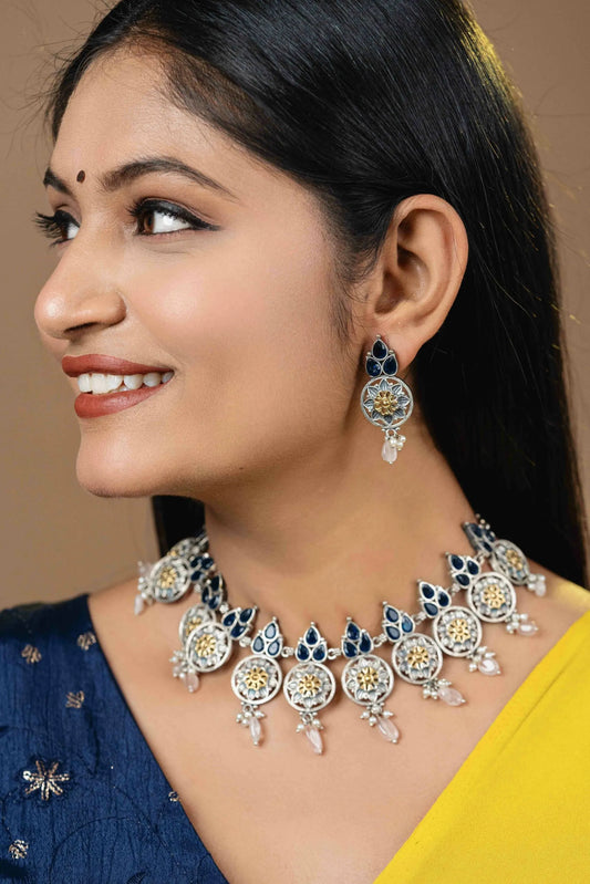 “Raavi” Silver Look Alike Oxidised Choker