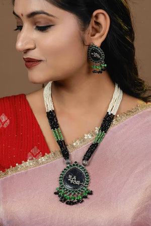 “Rehani” Silver Look Alike Oxidised Necklace