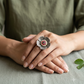"Elegant Circle" Silver Look Alike Kundan Studded Ring