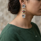 Virasa Long Oxidised Flower Earrings