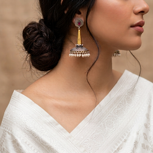 Ishaan Oxidised Dual Tone Earrings