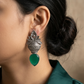 Kalash Silver Look Alike Oxidised Earring with stone