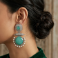 Azure Sea Green Stone Oxidised Earrings
