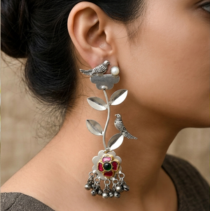 "Ethereal" Silver Look Alike Oxidized Earring