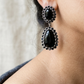 Star Black Stone Layered Oxidised Earrings