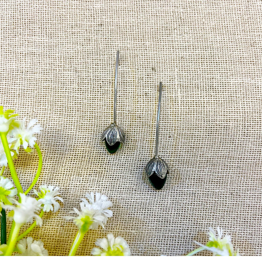 "Ivy" Silver Look Alike Stone Earing