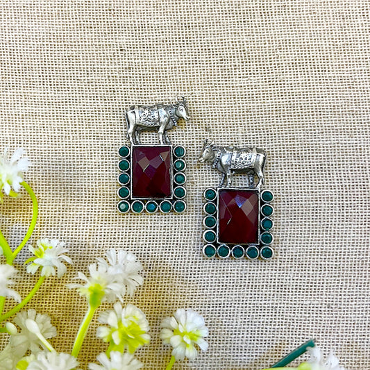 "Neon" Silver Look Alike Stone Earring