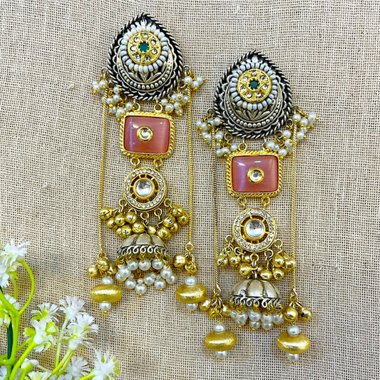 " Bloom" Silver Plated Dual Tone Earring