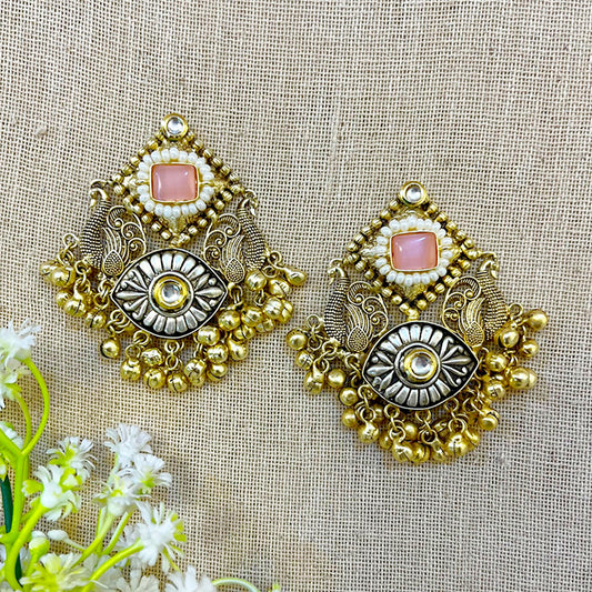 "Kirangi" Silver Plated Dual Tone Earrings