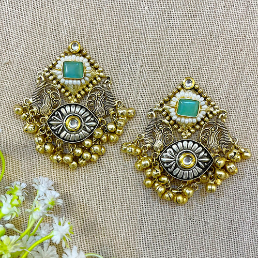 "Kirangi" Silver Plated Dual Tone Earrings