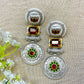 "Fiere" Silver Look Alike Stone Earring