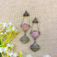 Oxidised Pink Stone Earring