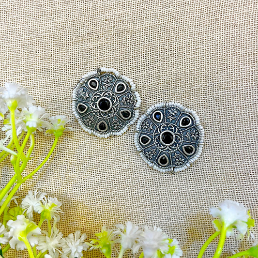 "Silox" Silver Look Alike Oxidised Stud