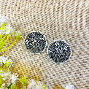 "Silox" Silver Look Alike Oxidised Stud