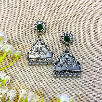 "Wynna"  Silver Look Alike Oxidized Earring