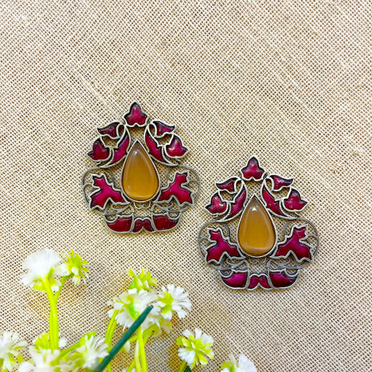 “Antriksh” Silver Look Alike Oxidised Stud