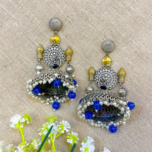 "Girija" Silver Look Alike Oxidized Earrings