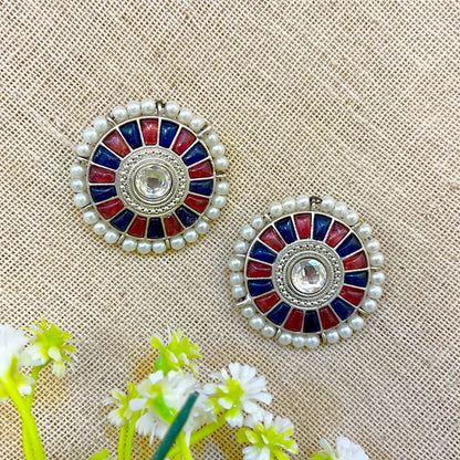 “Ebru” Silver Look Alike Oxidised Stud