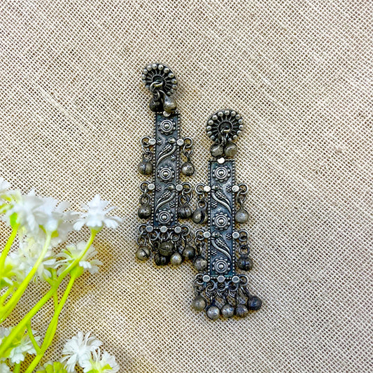 “Amber” Silver Look Alike Oxidised Earring