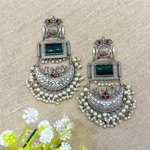 “Kabira” Silver Look Alike Oxidised Earring