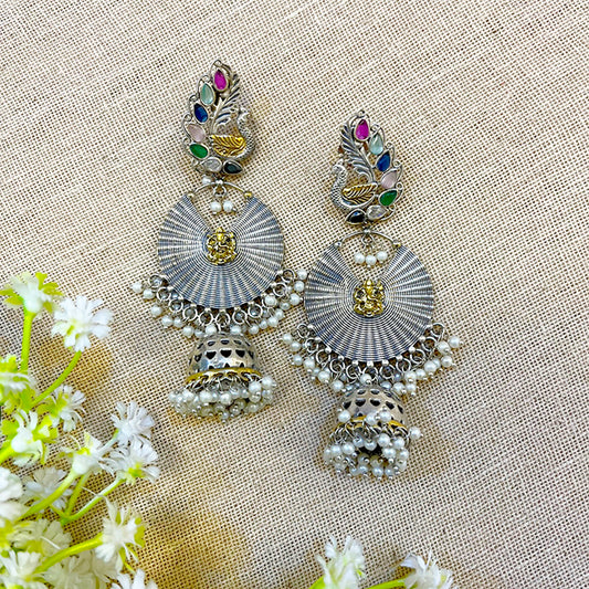 "Chitra" Silver Look Alike Oxidized Earring