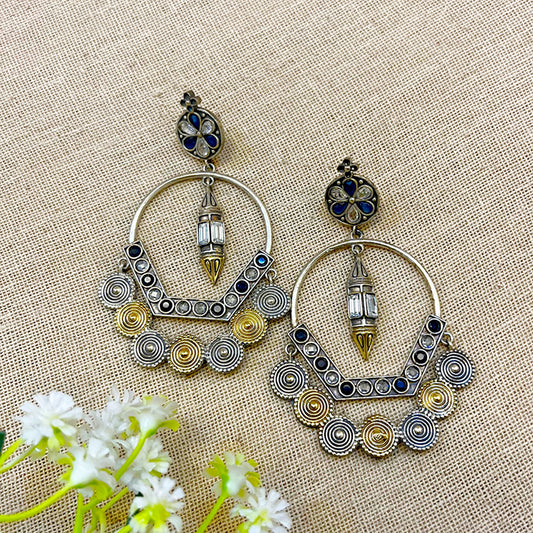 "Sohini" Silver Look alike Chandbali Earrings