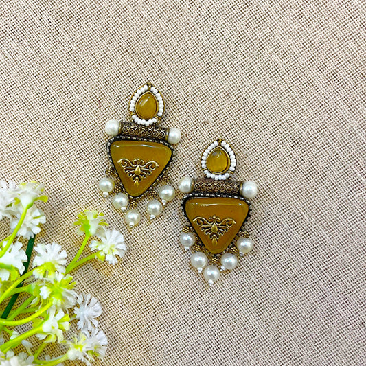 "Zalak" Silver Look Alike Oxidised Earring