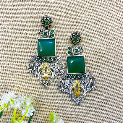 "Herdi" Silver look alike Oxidised Earrings