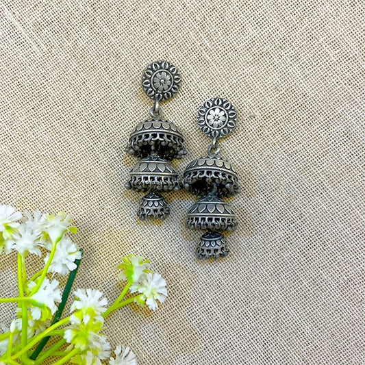 "Jassi"Silver look alike Oxidised Earring