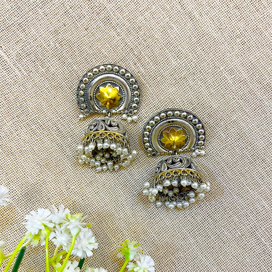"Ginny" Silver Look Alike Dual Tone Earring