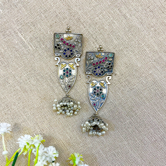 “Ella” Silver Look Alike Oxidised Earrings