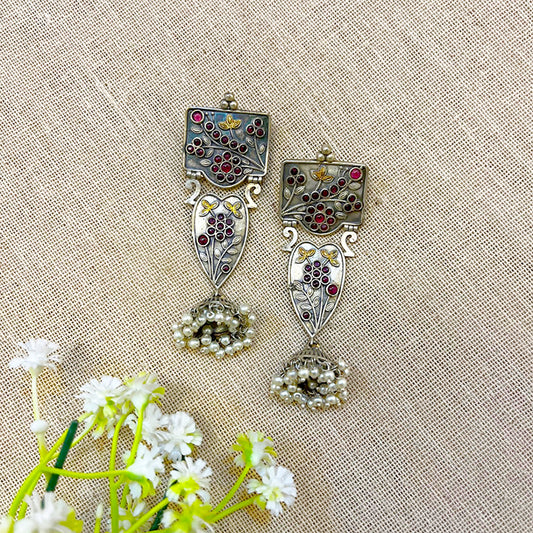 “Ella” Silver Look Alike Oxidised Earrings