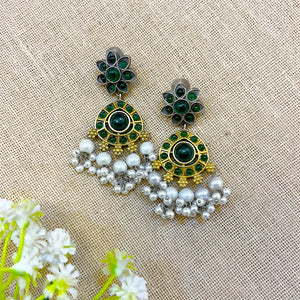 "Kranti" Silver Look Alike Oxidized Dual Tone Earrings