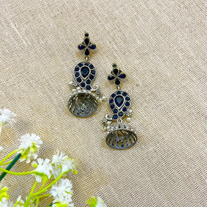 “Naksh” Silver Look Alike Oxidised Earring