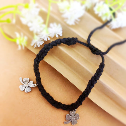 "Flowerya" Silver Look Alike Nazariya/Thread Anklet