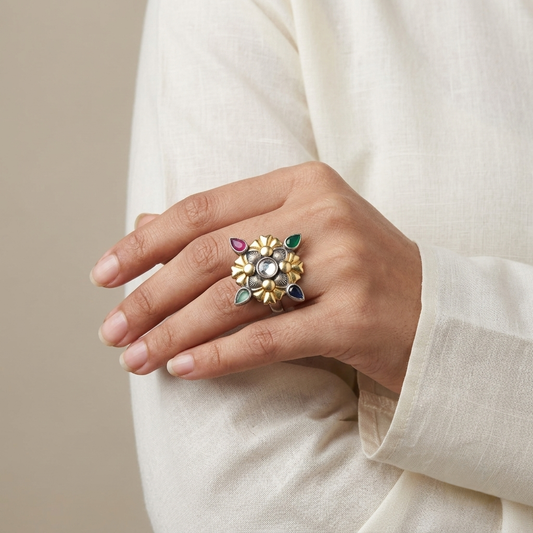 "Dazzle"Silver Look Alike Oxidized Ring