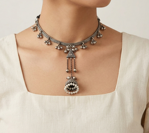 "Sky"Silver Look Alike Oxidized Choker