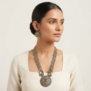 "Coral"Silver Look Alike Dual Tone Necklace