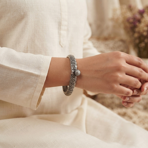 "Jasira"Silver Look Alike Oxidized Kada
