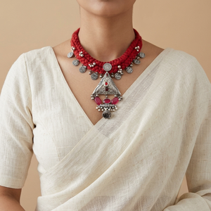 "Driti" Silver Look Alike Oxidized Choker