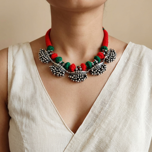 "Rey" Silver Look Alike Oxidized Choker