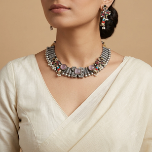 "Navya" Silver Look Alike Dual Tone Choker