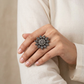 "Jivika"Silver Look Alike Oxidized Ring