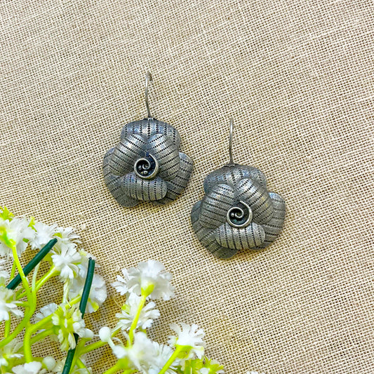 "Rose" Silver Look Alike Oxidised Dangler