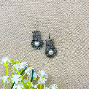 "Maia"Silver Look Alike Oxidised Dangler