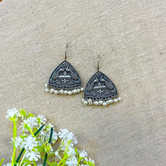 "Khanjan" Silver Look Alike Oxidized Dangler