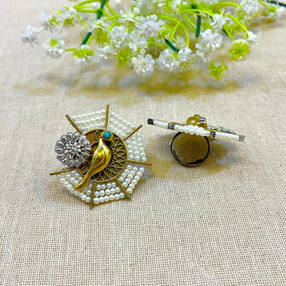 "Parrot" Silver Look Alike Oxidised Ring